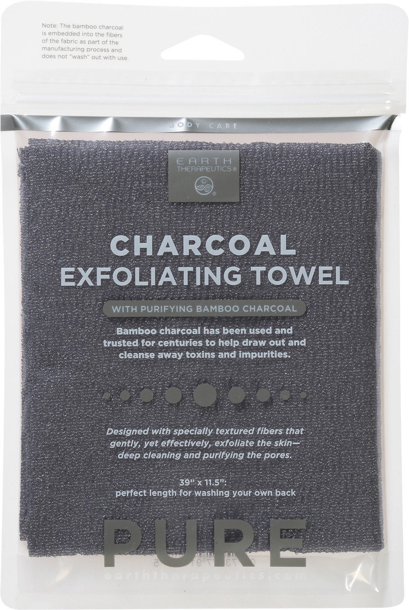 slide 3 of 9, Earth Therapeutics Pure Charcoal Exfoliating Towel with Purifying Bamboo Charcoal 1 ea, 1 ct