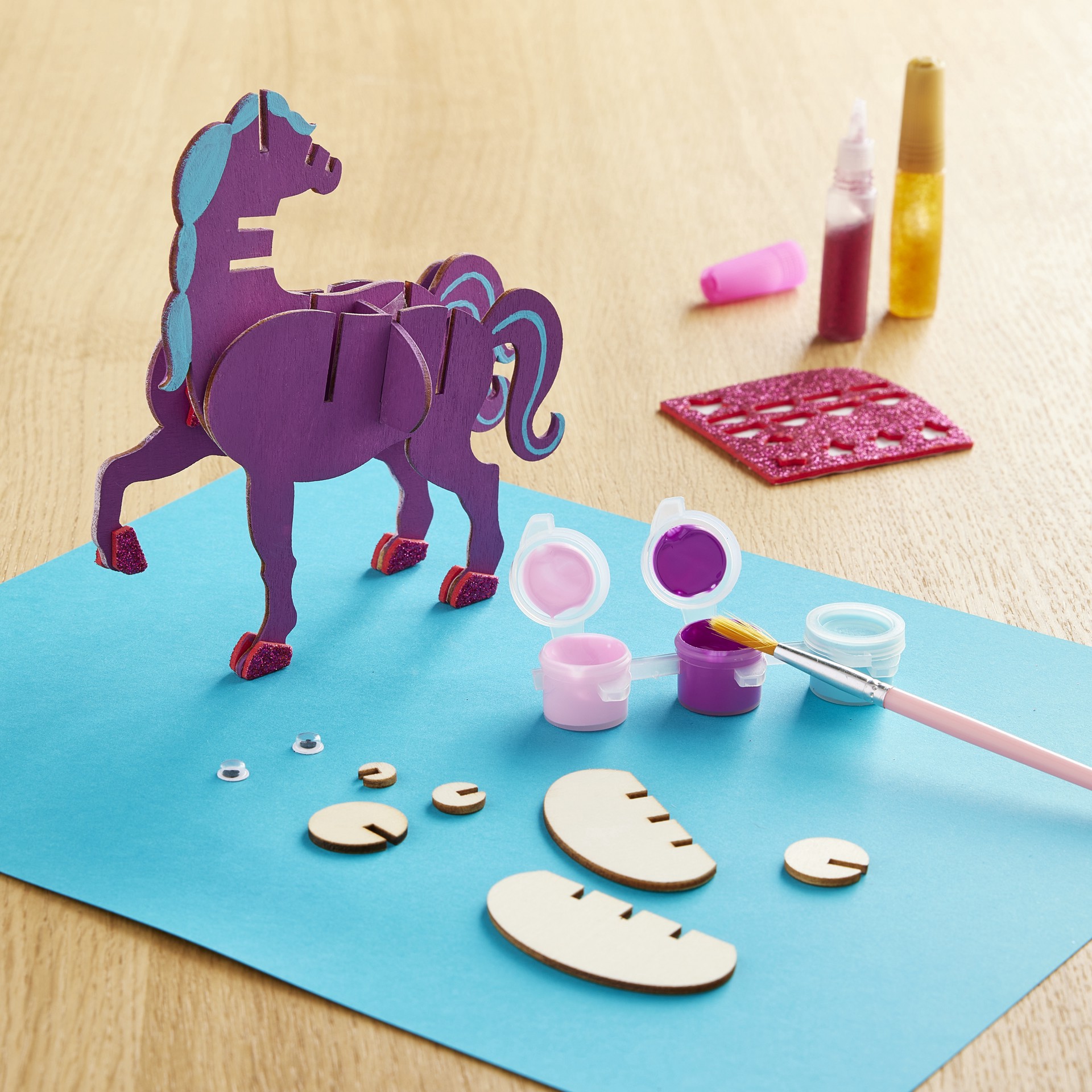 slide 2 of 4, Unicorn Fantasy Color-In 3d Wood Puzzle By Creatology, makes 1 unicorn