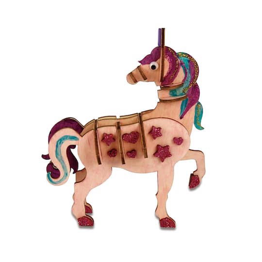 slide 1 of 4, Unicorn Fantasy Color-In 3d Wood Puzzle By Creatology, makes 1 unicorn