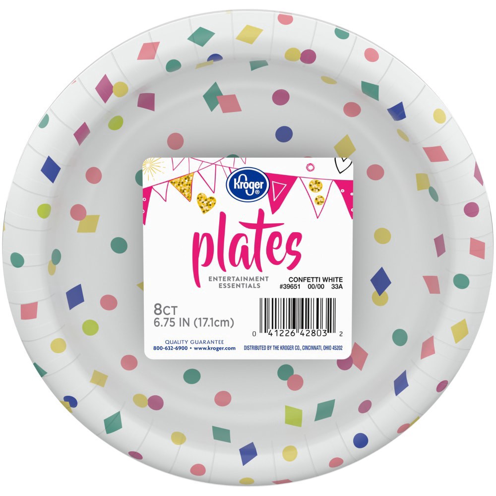 slide 2 of 2, Kroger Entertainment Essentials Plates 8 Count - Confetti White, 6.75 in