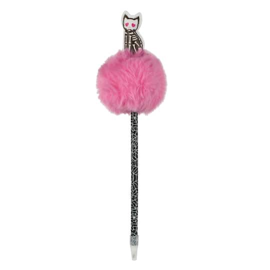 slide 1 of 2, 8" Skeleton Cat Pom Pom Pen By Creatology, 8 in