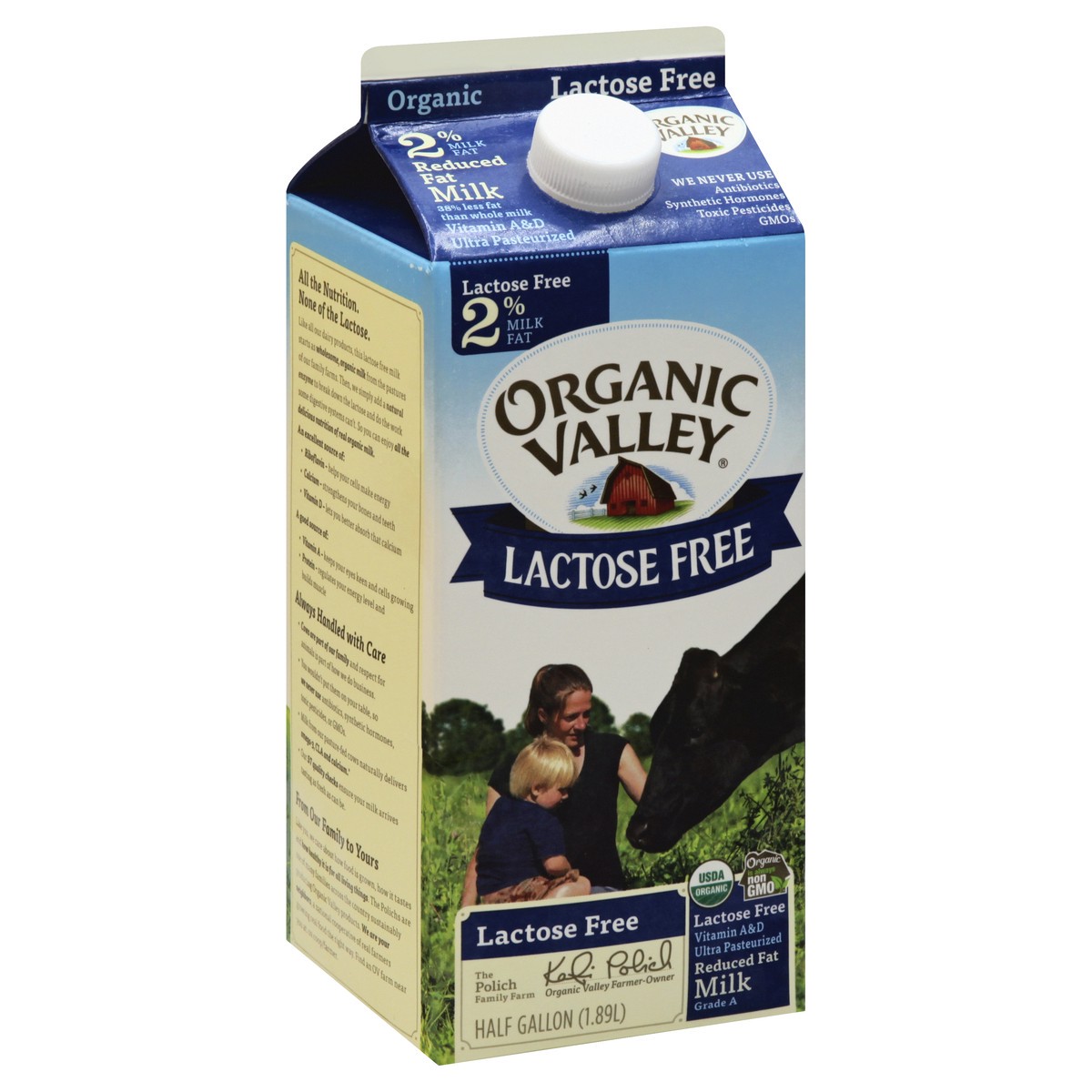 slide 5 of 5, ORGANIC VALLEY Ultra Pasteurized Organic, Lactose-Free, 2% Milk, 64 oz, 64 oz