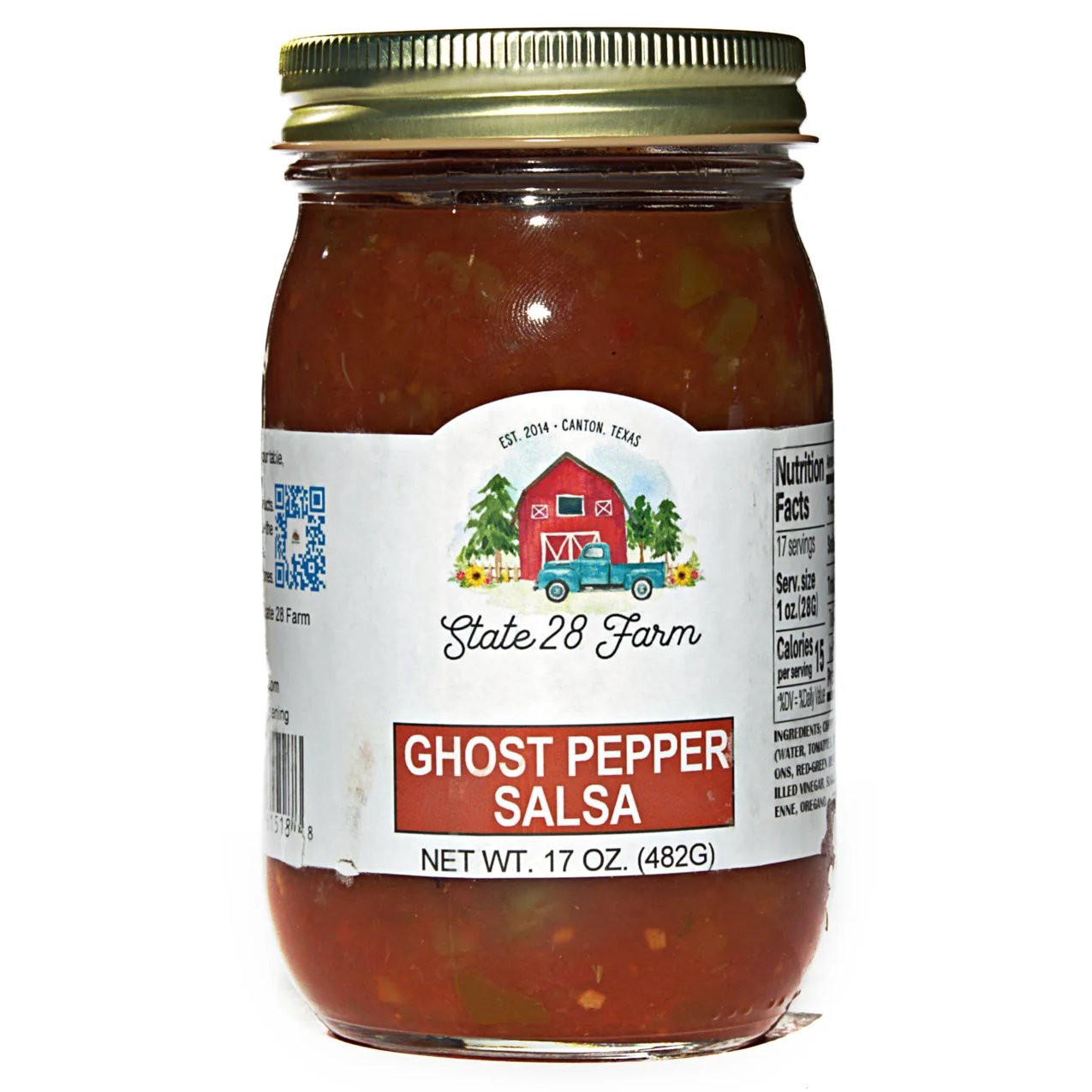 slide 1 of 1, State 28 Farm Ghost Pepper Salsa, 17 oz