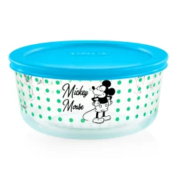 Pyrex Round Mickey Mouse Glass Bowl - Blue/Green