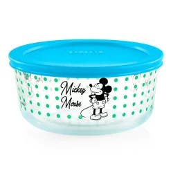 Pyrex Round Mickey Mouse Glass Bowl - Blue/Green