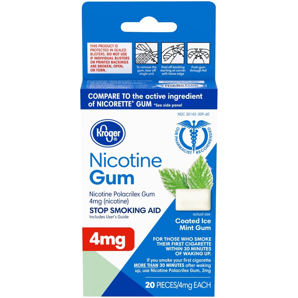 slide 1 of 1, Kroger Nicotine Coated Ice Mint Gum, 20 ct
