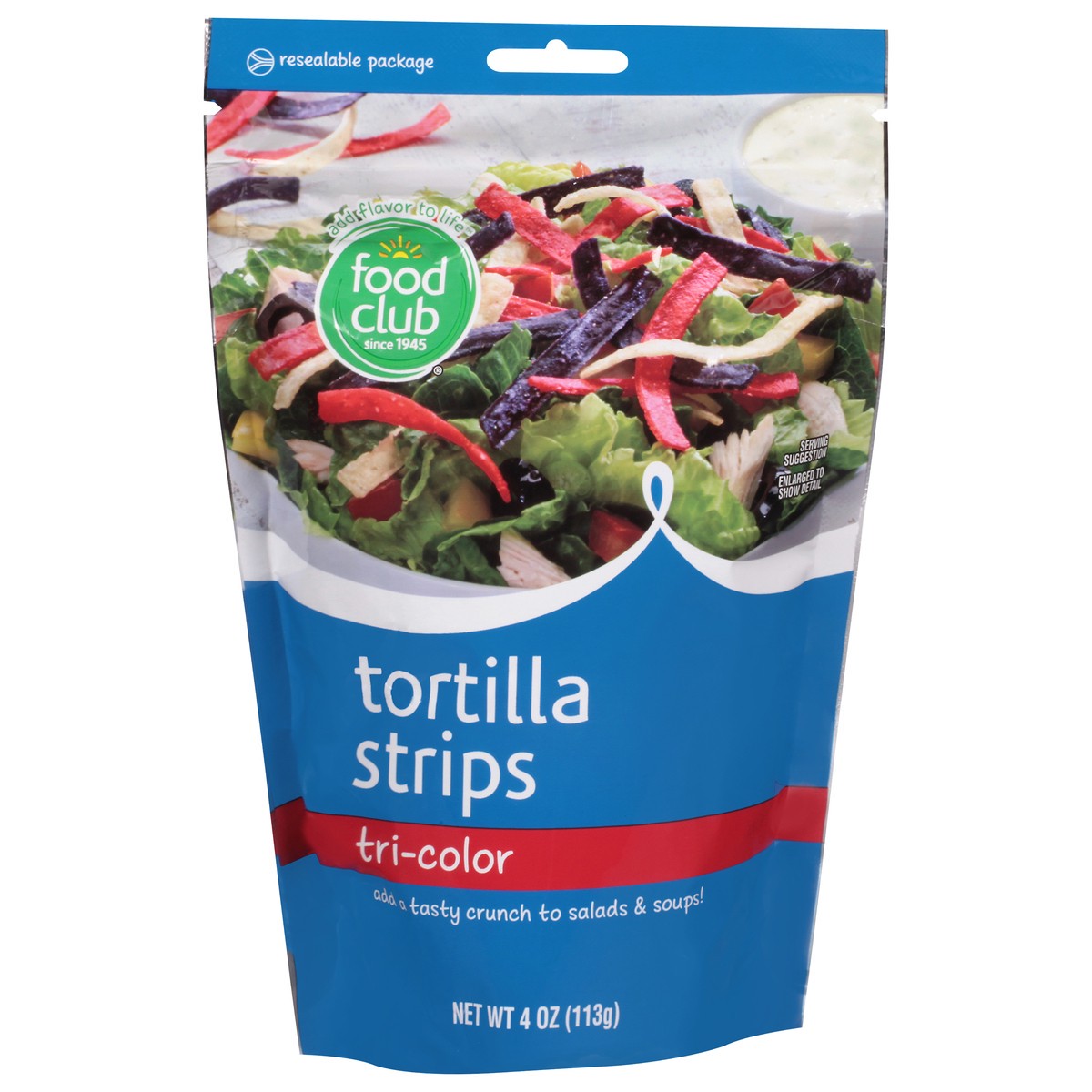 slide 2 of 9, Food Club Tri-Color Tortilla Strips 4 oz, 4 oz