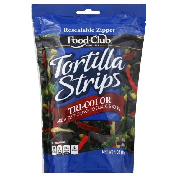 slide 1 of 1, Food Club Tri-color Tortilla Strips, 4 oz