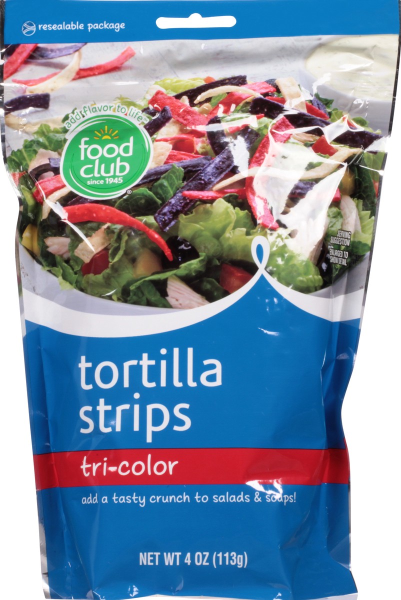 slide 6 of 9, Food Club Tri-Color Tortilla Strips 4 oz, 4 oz