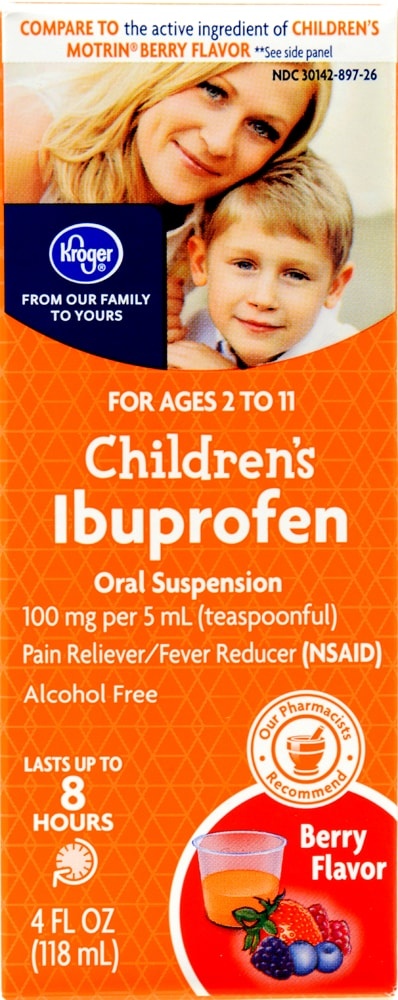 slide 1 of 1, Kroger Children's Ibuprofen Berry Flavor Oral Suspension, 4 fl oz