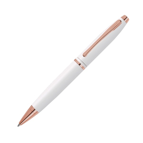 slide 1 of 1, Cross Calais Ballpoint Pen, Medium Point, 1.0 Mm, White/Rose Gold Barrel, Black Ink, 1 ct
