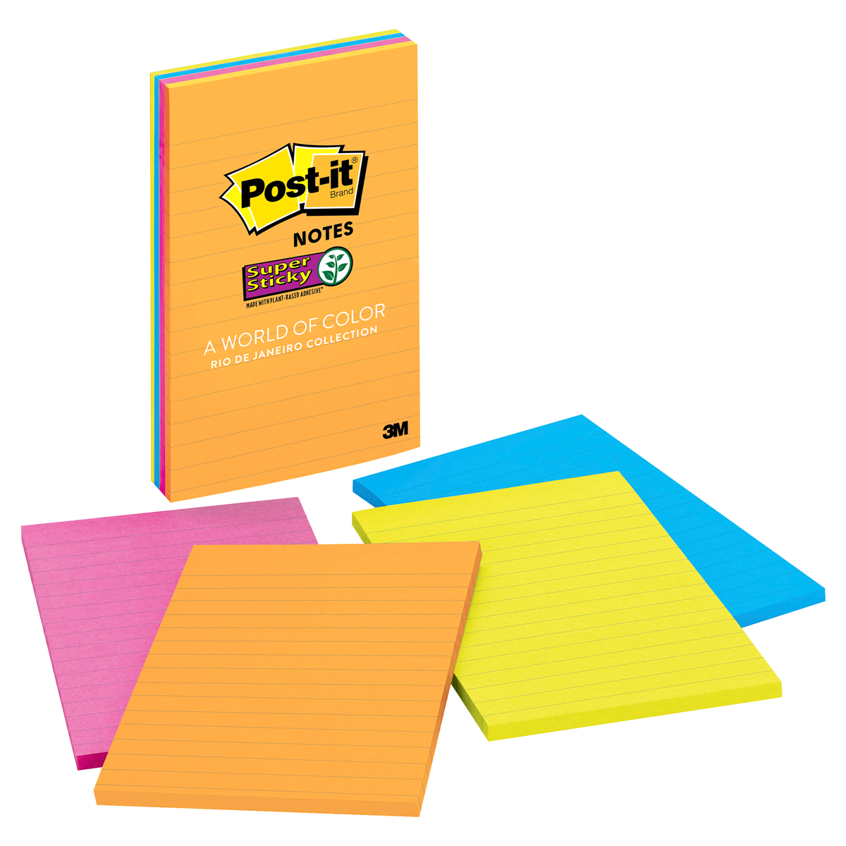 slide 1 of 3, 3M Post-It Neon Sticky Notes, 4 ct