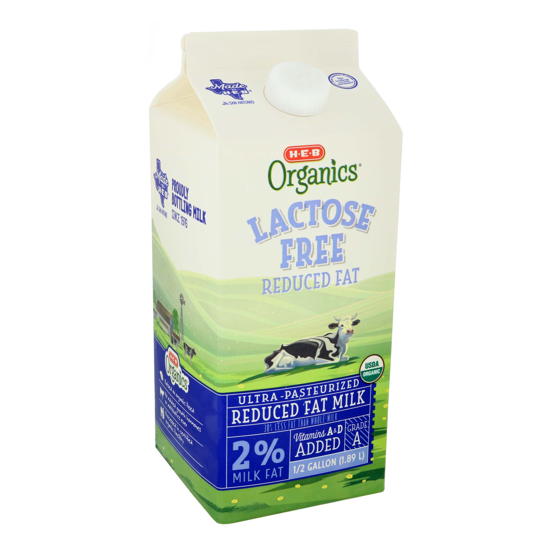 slide 1 of 1, H-E-B Organics Lactose Free 2% Reduced Fat Milk, 64 oz