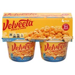 Velveeta Shells & Cheese Microwaveable Shell Pasta with 2% Milk Cheese, 4 ct Pack, 2.19 oz Cups