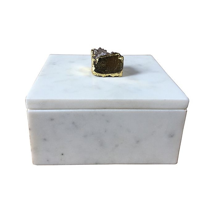 slide 1 of 1, W Home Marble/Geode Trinket Box, 6 in