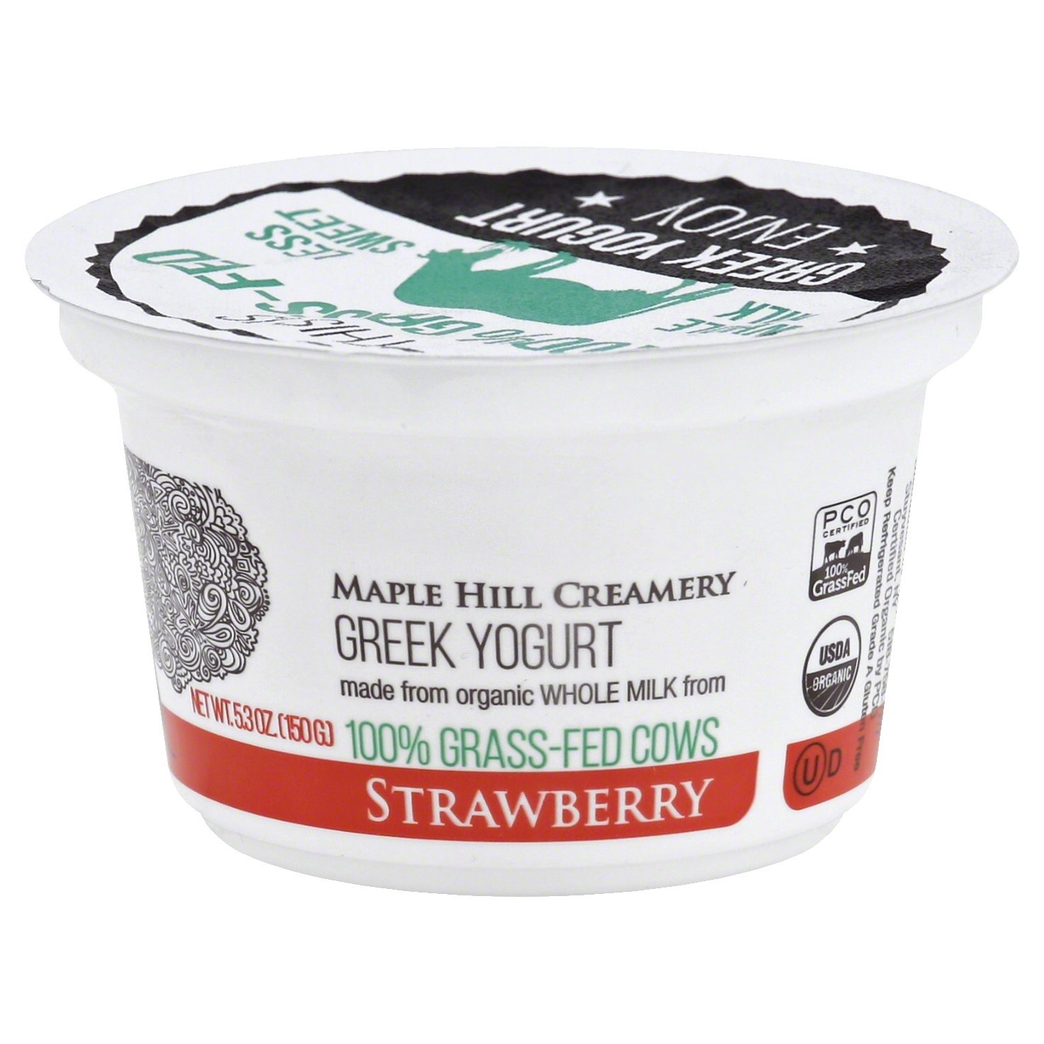 slide 1 of 3, Maple Hill Creamery Strawberry Greek Yogurt, 5.3 oz