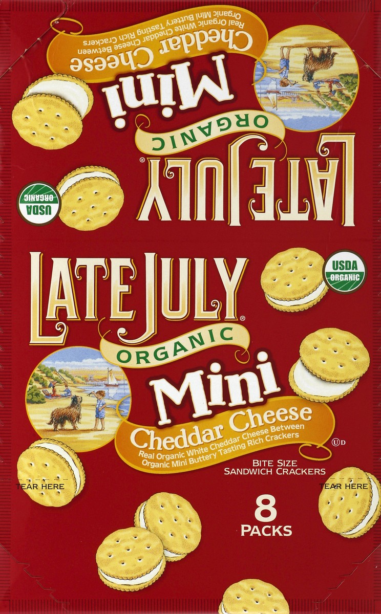 slide 2 of 4, Late July Organic Mini Cheddar Cheese Sandwich Cracker Packs, 8 ct