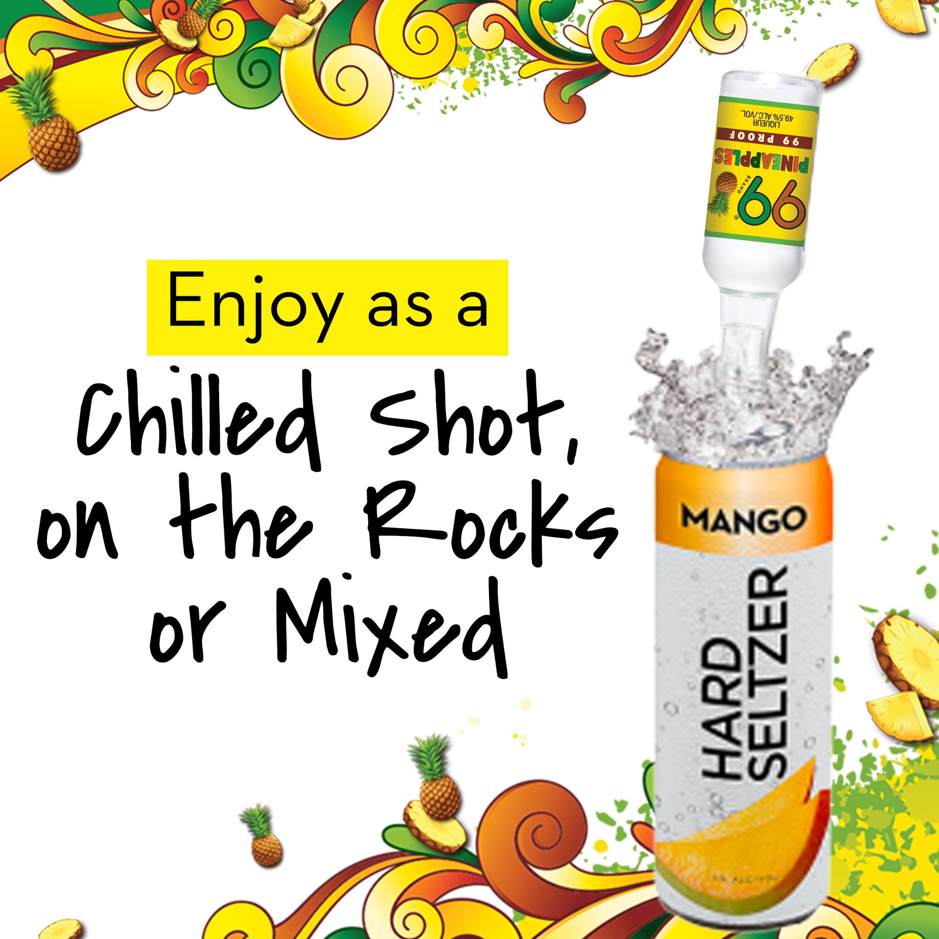 slide 5 of 5, 99 Brand Pineapple Liqueur, Liquor, 50 ml