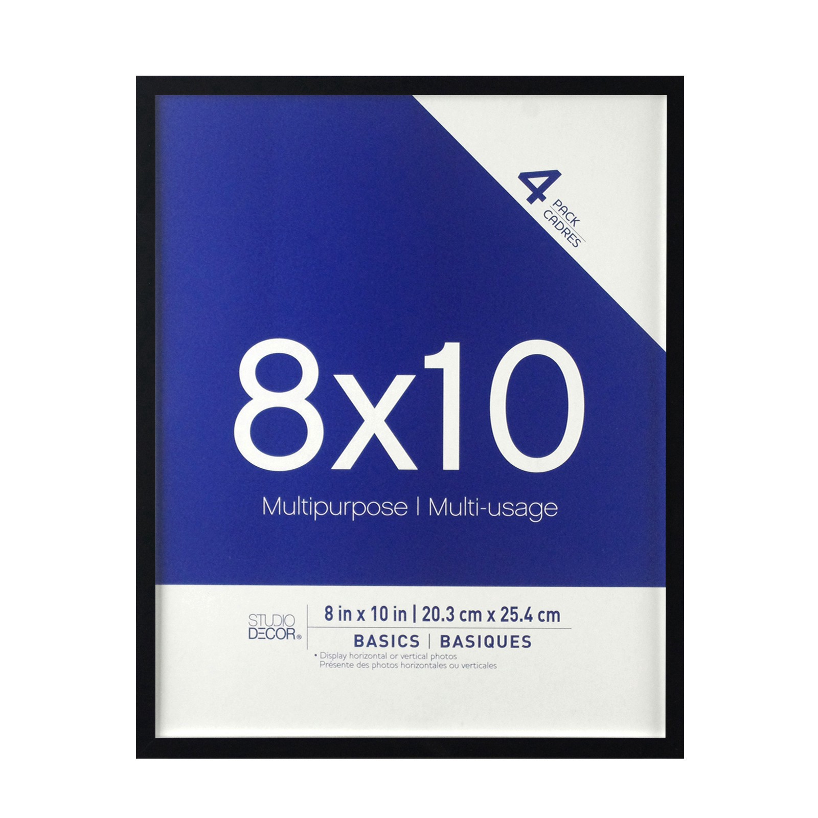 slide 2 of 4, 4 Pack Basics 8" X 10" Black Multipurpose Wall Frames By Studio Decor, 8 in x 10 in