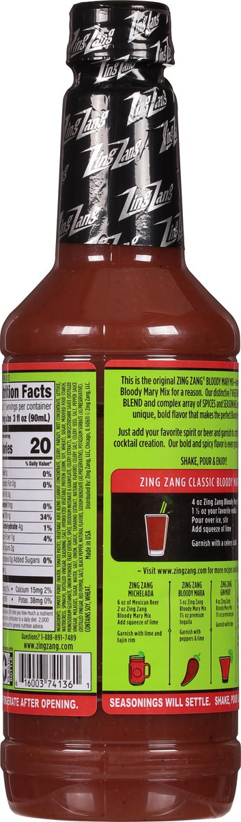 slide 7 of 9, Zing Zang Bloody Mary Mix, Non-Alcoholic Cocktail Mixer, 32 Fl Oz Bottle, 32 oz