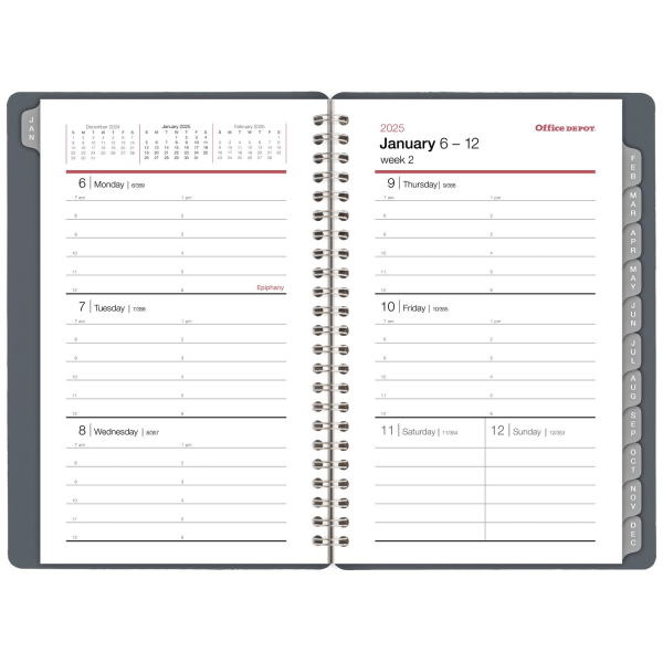 slide 6 of 6, 2025 Office Depot Weekly/Monthly Appointment Book, 4"" X 6"", Silver, January To December, Od710430, 1 ct