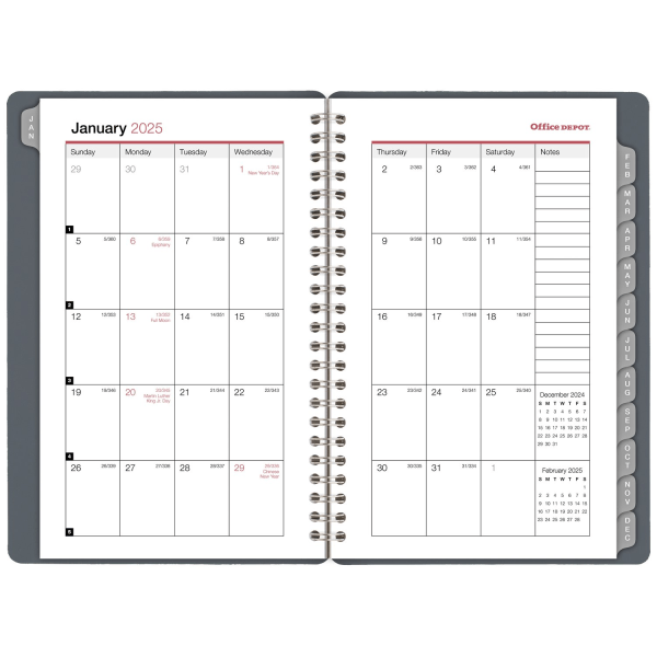 slide 2 of 6, 2025 Office Depot Weekly/Monthly Appointment Book, 4"" X 6"", Silver, January To December, Od710430, 1 ct