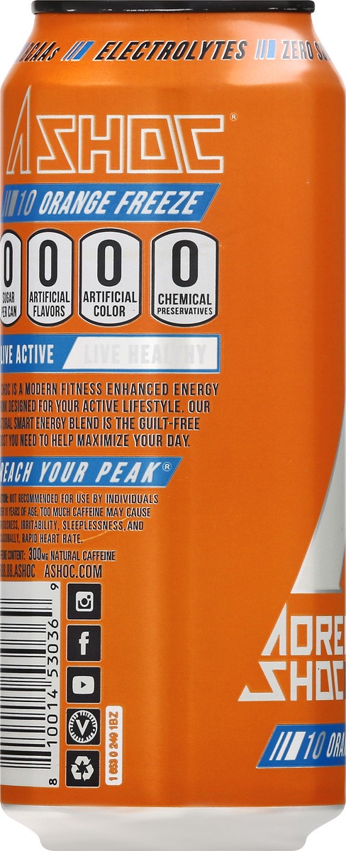 slide 5 of 11, A SHOC Orange Freeze Energy Drink- 16 fl oz, 16 fl oz