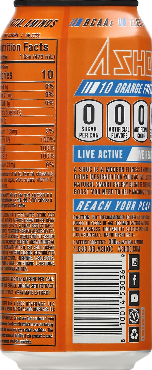 slide 9 of 11, A SHOC Orange Freeze Energy Drink- 16 fl oz, 16 fl oz