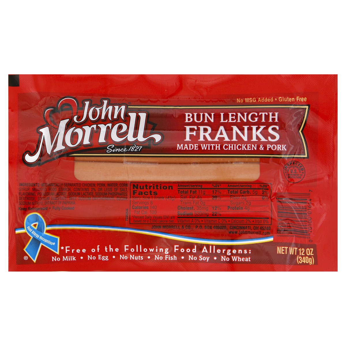 slide 6 of 6, John Morrell Bun Length Franks, 12 oz