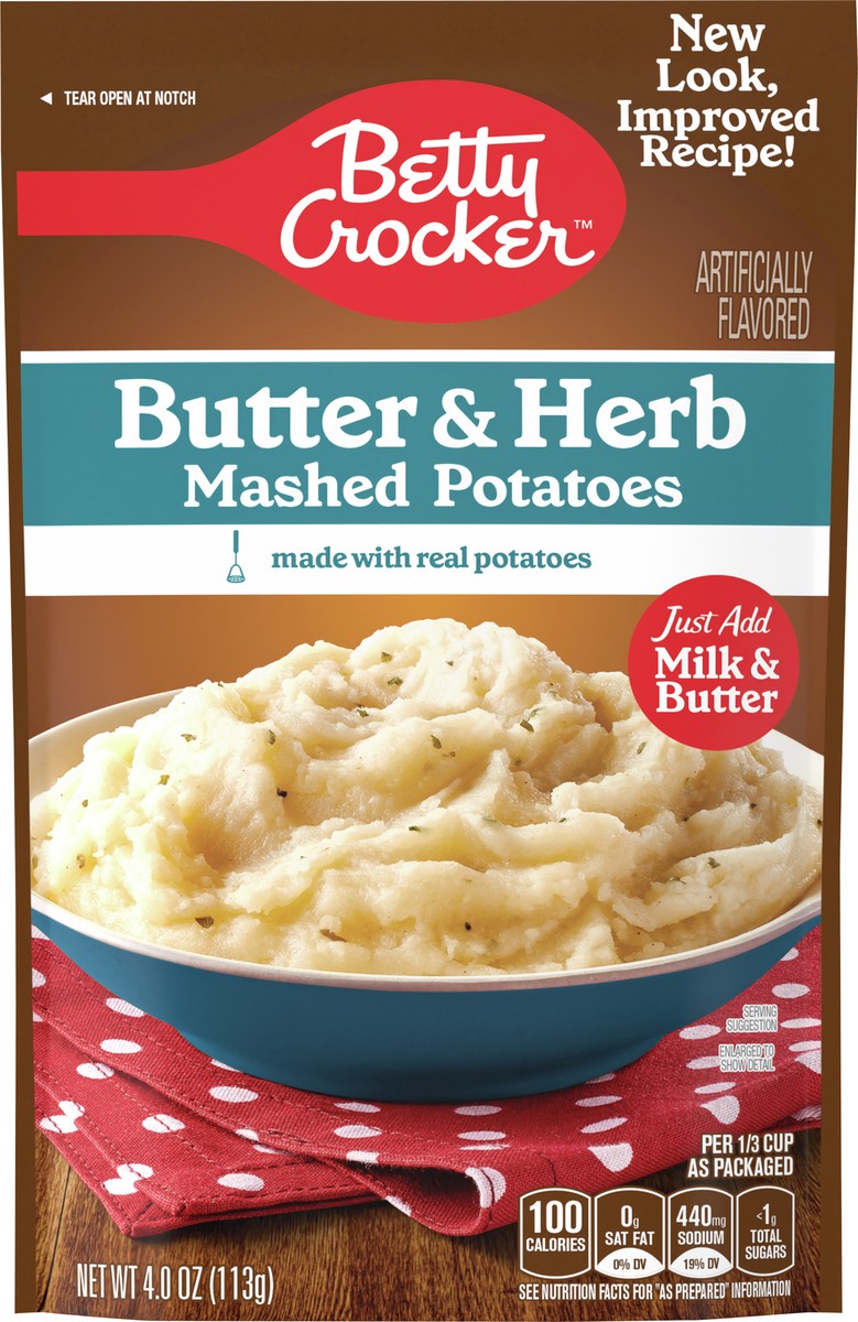 slide 6 of 9, Betty Crocker Butter & Herb Mashed Potatoes, 4 ounces, 4 oz