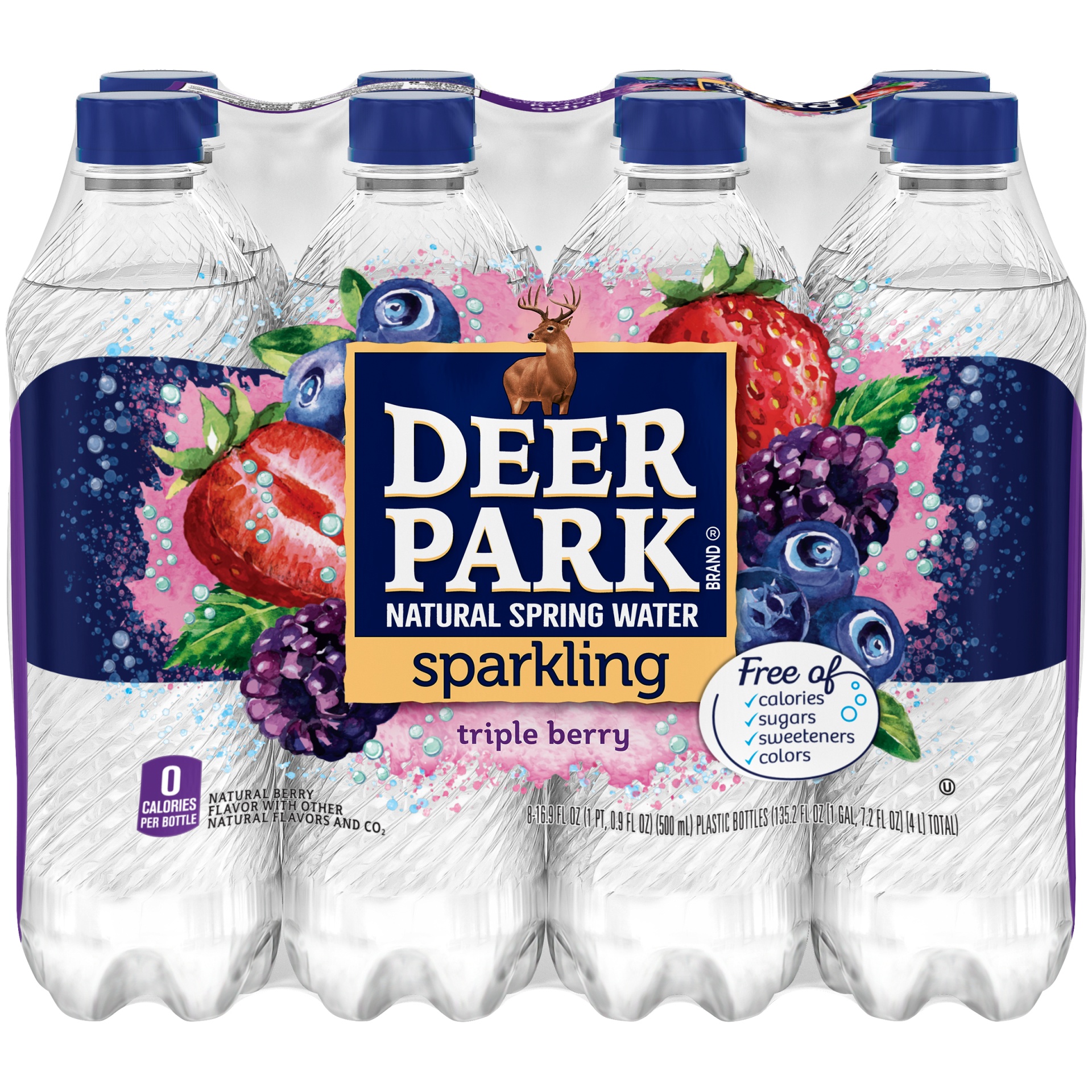 slide 4 of 6, Deer Park Triple Berry Mineral Water Bottles, 8 ct; 16.9 fl oz