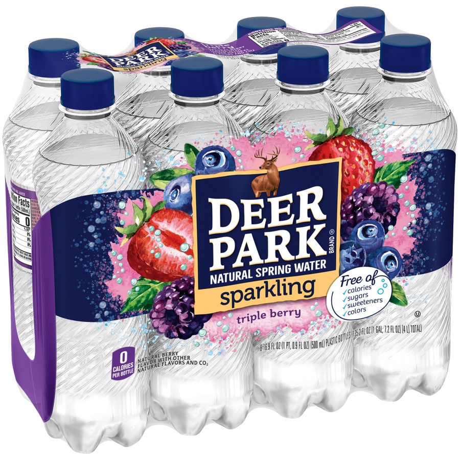 slide 1 of 6, Deer Park Triple Berry Mineral Water Bottles, 8 ct; 16.9 fl oz