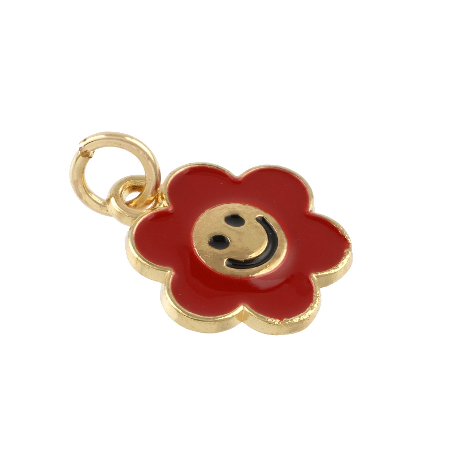 slide 2 of 3, Enamel & Gold Smiley Flower Charms By Bead Landing, 13.5 mm charm diameter