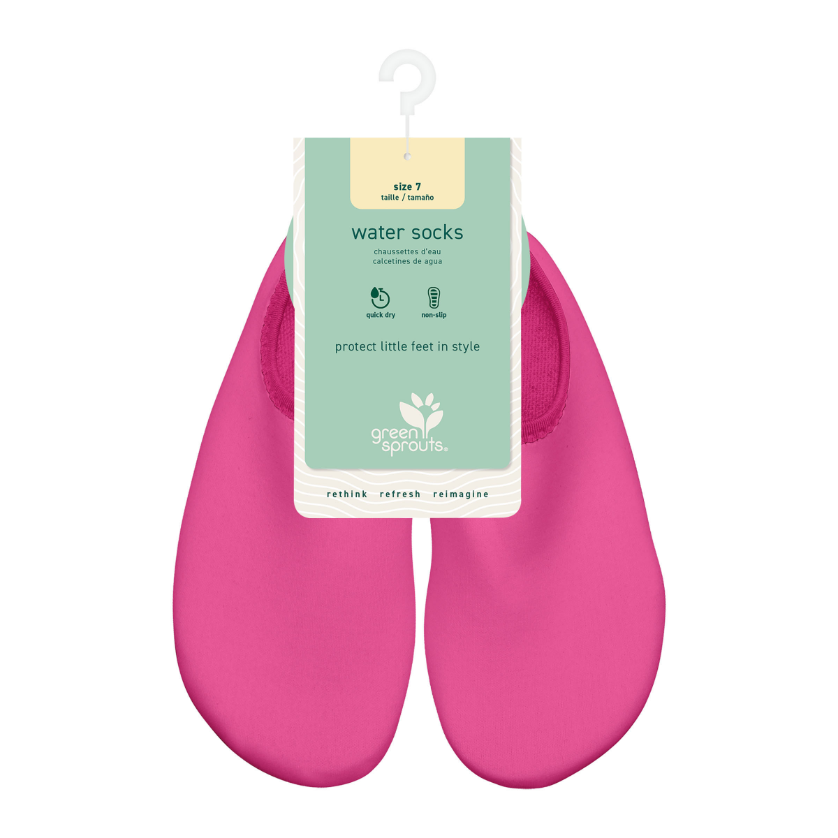 slide 1 of 2, Green Sprouts Water Socks, Pink, Assorted Sizes, 1 ct