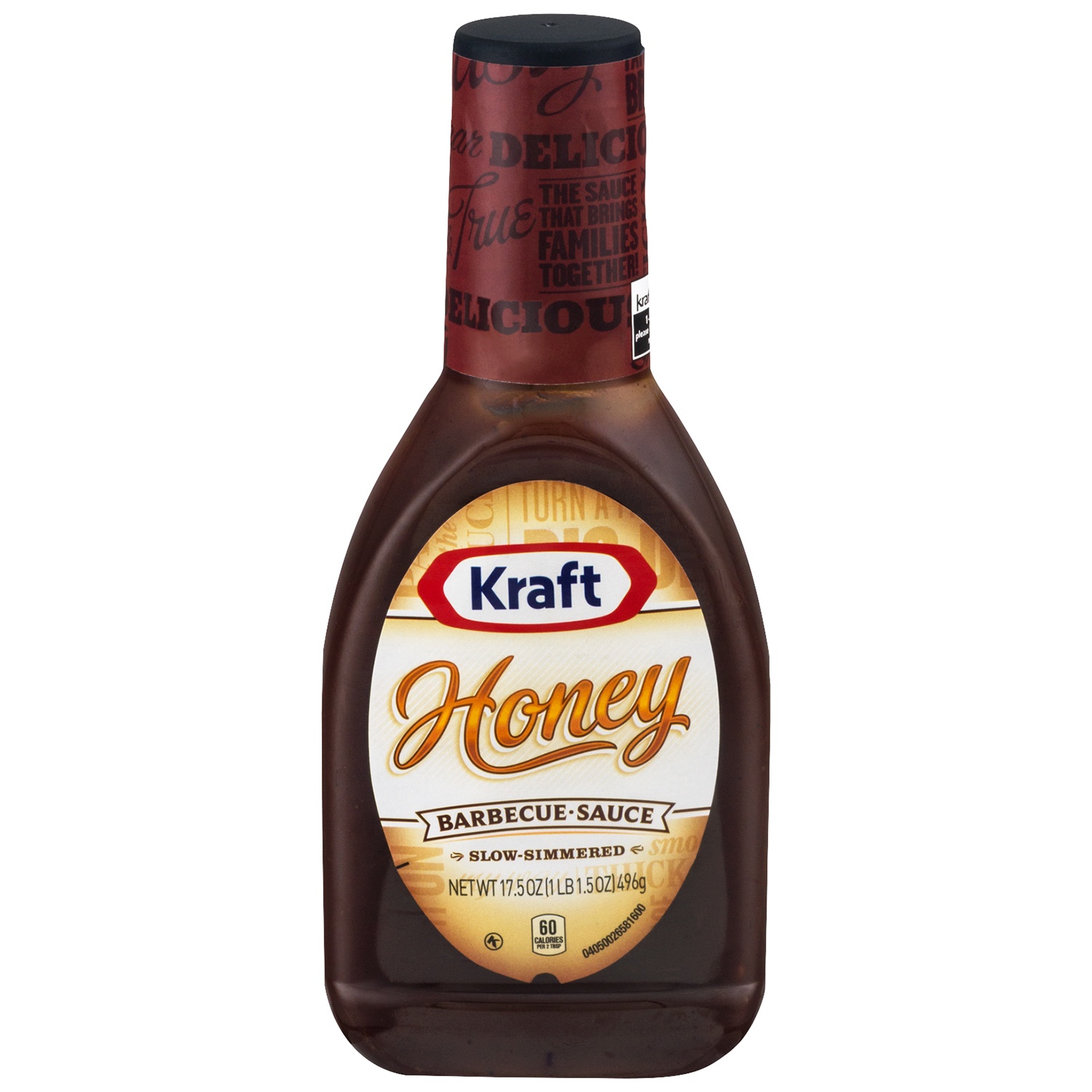 slide 1 of 4, Kraft Honey Barbecue Sauce Bottle, 17.5 oz