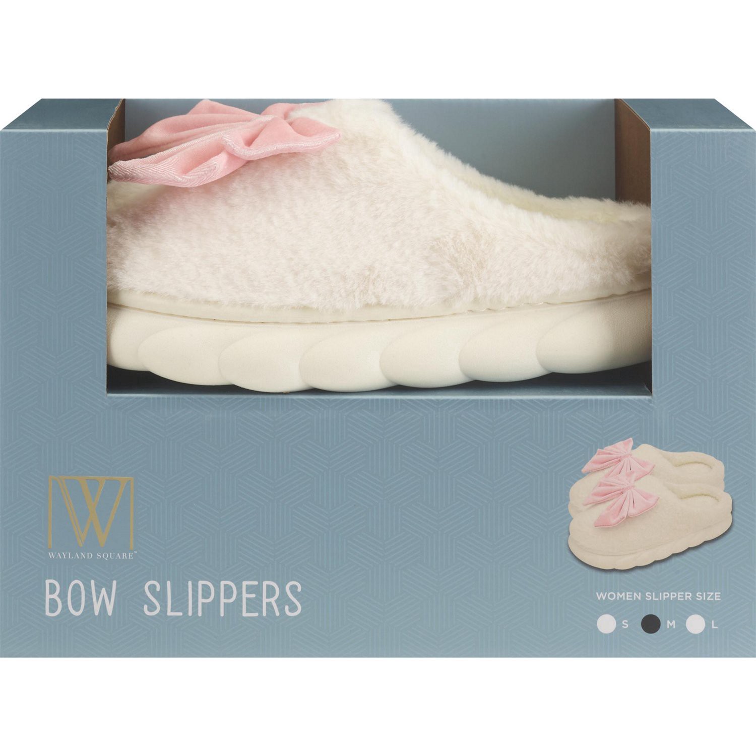 slide 4 of 4, Wayland Square Pink Bow Slippers, Assorted Sizes, 1 ct