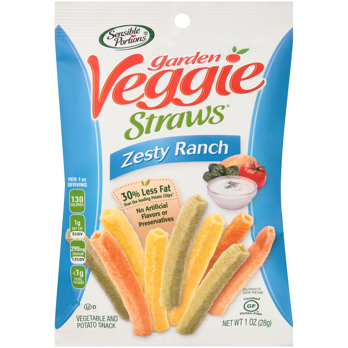 slide 4 of 7, Sensible Portions Garden Veggie Straws Zesty Ranch Vegetable & Potato Snack 1 oz. Bag, 1 oz