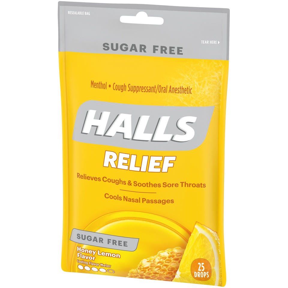 slide 4 of 7, Halls Advanced Formula Sugar Free Honey-lemon Flavor Suppressant Drops, 25 ct