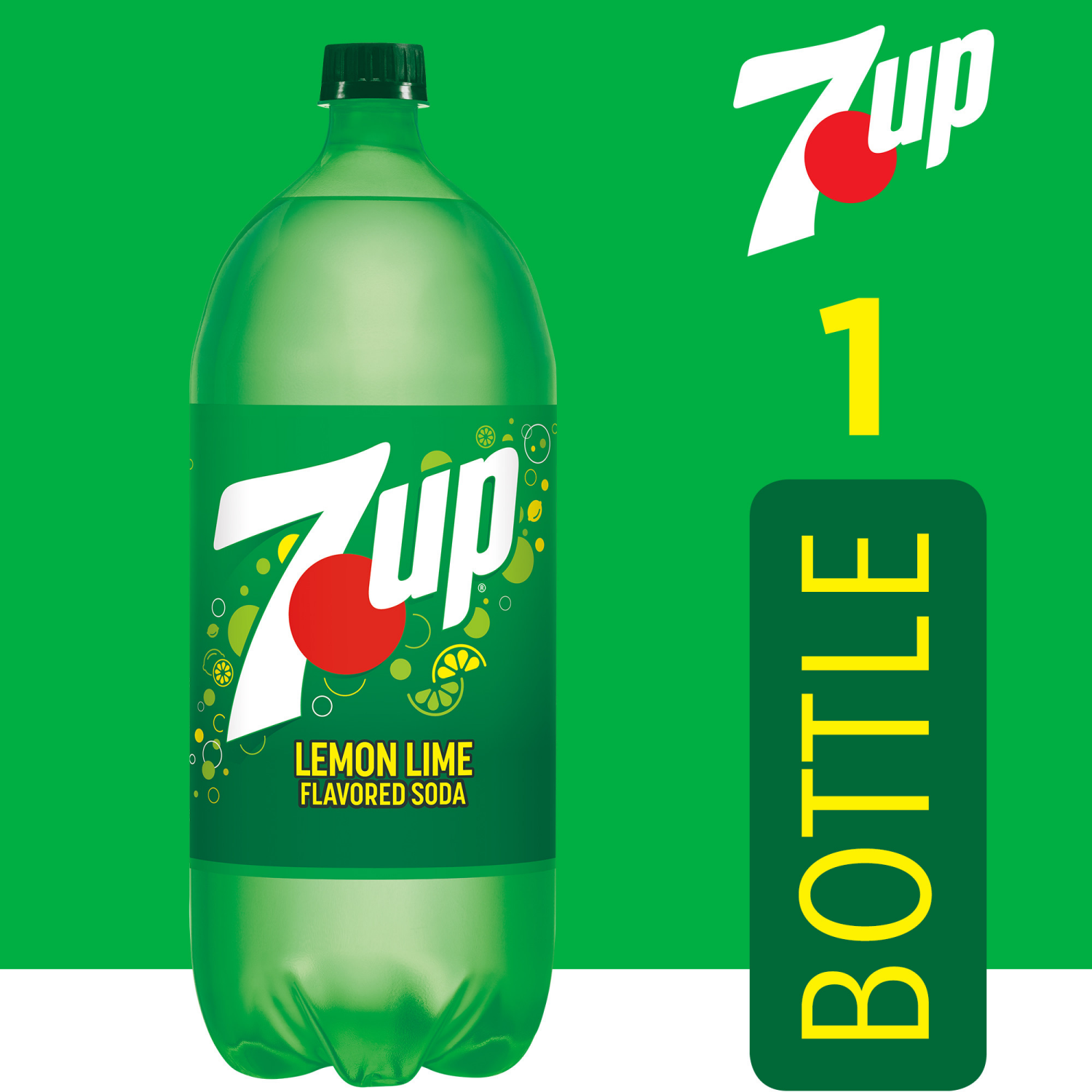 slide 3 of 4, 7UP Lemon Lime Soda, 2 L bottle, 2.1 qt