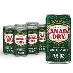 Canada Dry Ginger Ale Soda, 7.5 fl oz cans, 6 pack