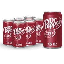 Dr Pepper Soda, 7.5 fl oz mini cans, 6 pack