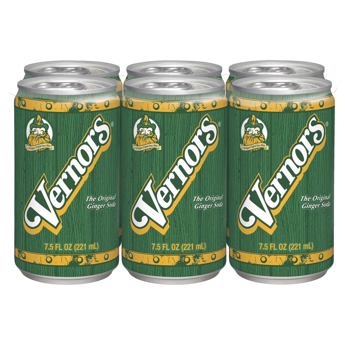 slide 1 of 7, Vernors Ginger Soda, 7.5 fl oz cans, 6 pack, 6 ct; 7.5 fl oz