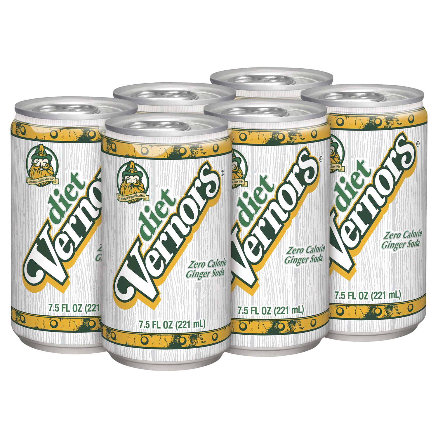 slide 4 of 5, Vernors Zero Sugar Ginger Soda, 7.5 fl oz cans, 6 pack, 6 ct; 7.5 oz