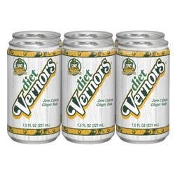 Vernors Zero Sugar Ginger Soda, 7.5 fl oz cans, 6 pack