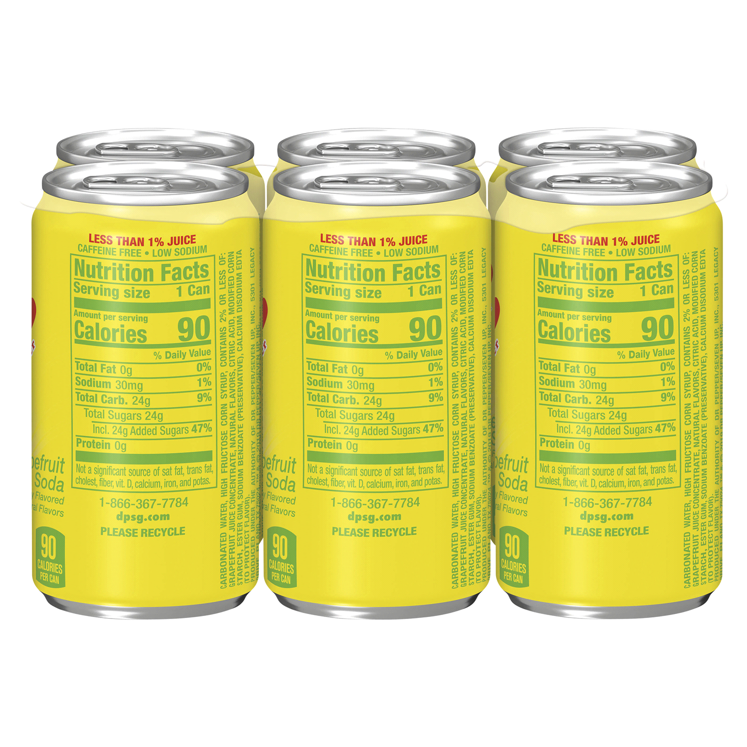 slide 5 of 5, Squirt Citrus Soda, 7.5 fl oz cans, 6 pack, 6 ct; 7.5 oz