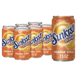 Sunkist Orange Soda, 7.5 fl oz cans, 6 pack