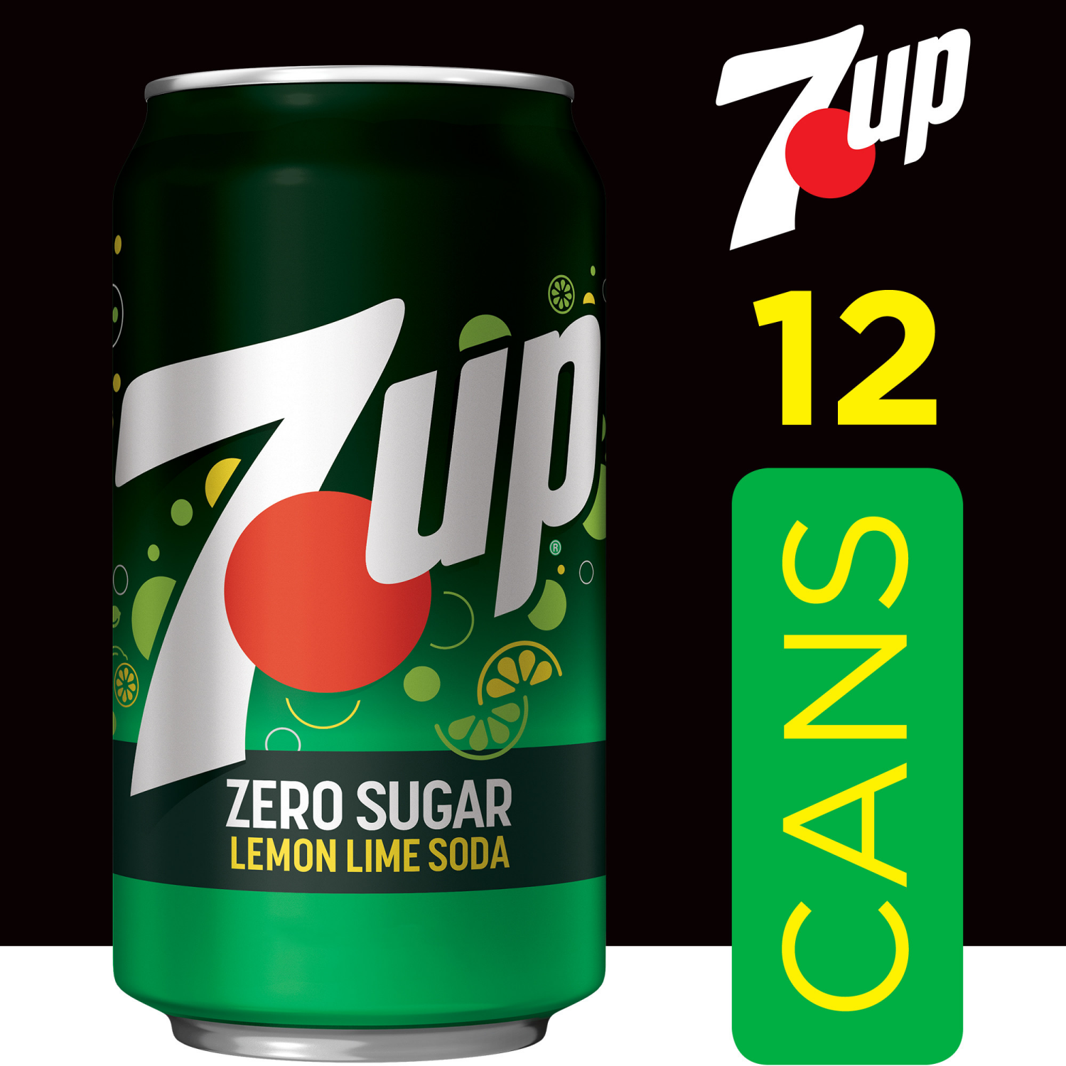 slide 4 of 5, 7UP Zero Sugar Lemon Lime Soda, 12 fl oz cans, 12 pack, 12 ct; 12 fl oz