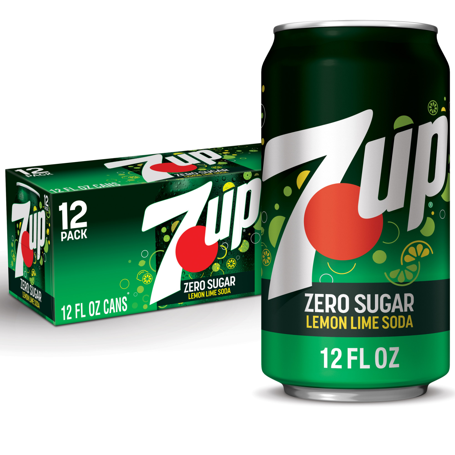 slide 1 of 5, 7UP Zero Sugar Lemon Lime Soda, 12 fl oz cans, 12 pack, 12 ct; 12 fl oz