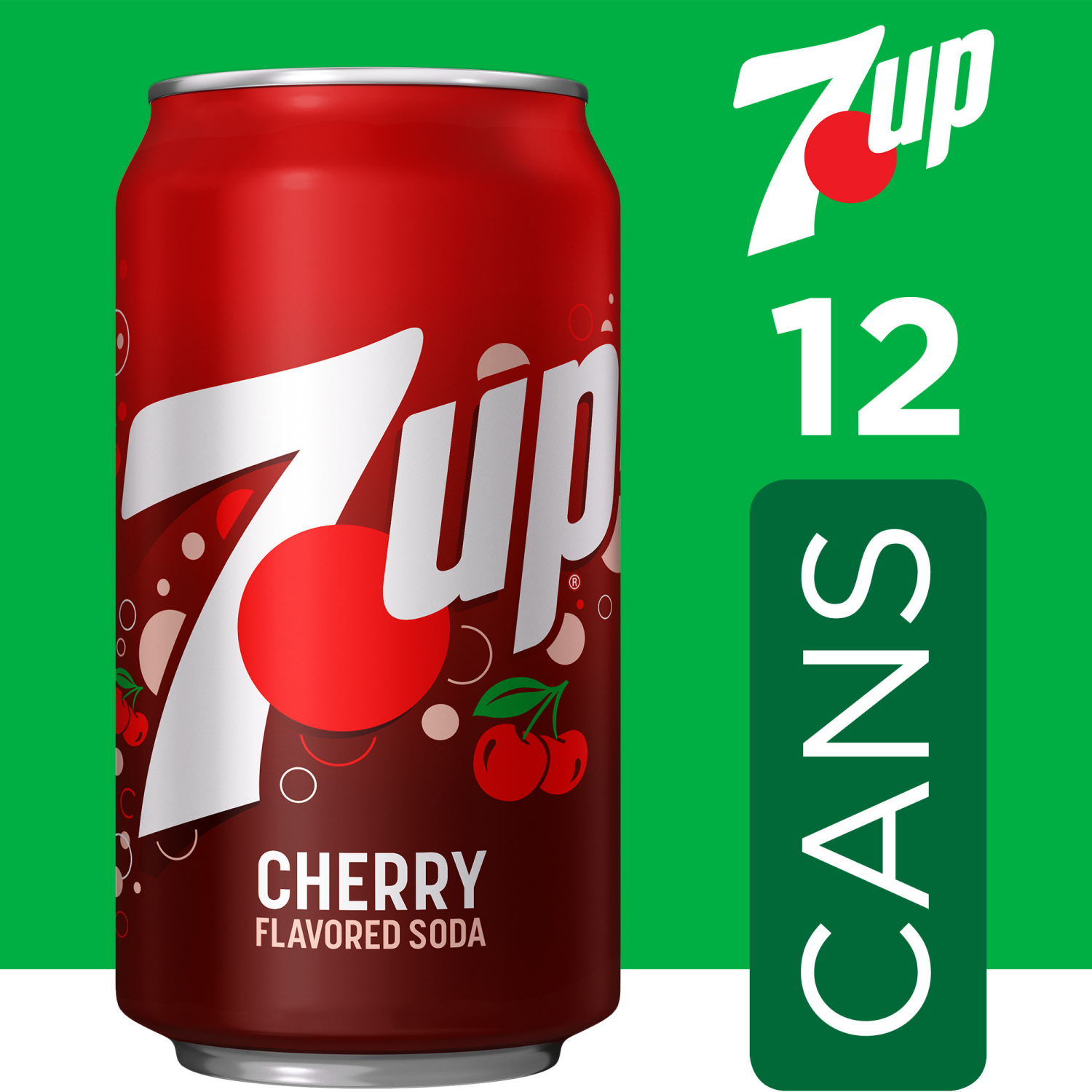 slide 3 of 4, 7UP Cherry Flavored Soda, 12 fl oz cans, 12 pack, 12 ct; 12 oz