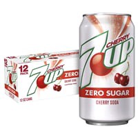 slide 22 of 25, 7UP Cherry Flavored Zero Sugar Soda, 12 fl oz cans, 12 pack, 12 ct; 12 fl oz